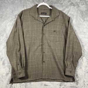 Bullock & Jones Mens XXL Plaid Long Sleeve Button Down Shirt 100% Wool